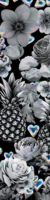 Free pineapple bookmark featuring a mostly black and white pineapple